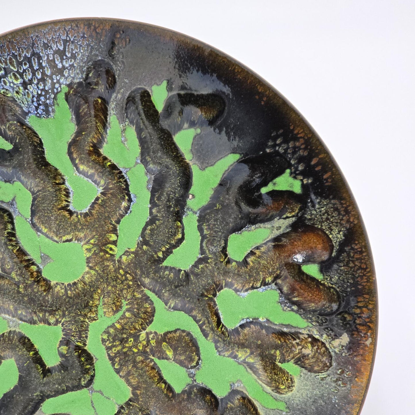 Vintage MCM Abstract Enamel on Copper Dish