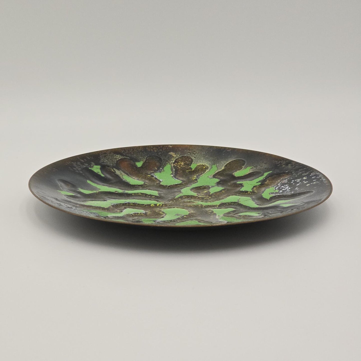 Vintage MCM Abstract Enamel on Copper Dish