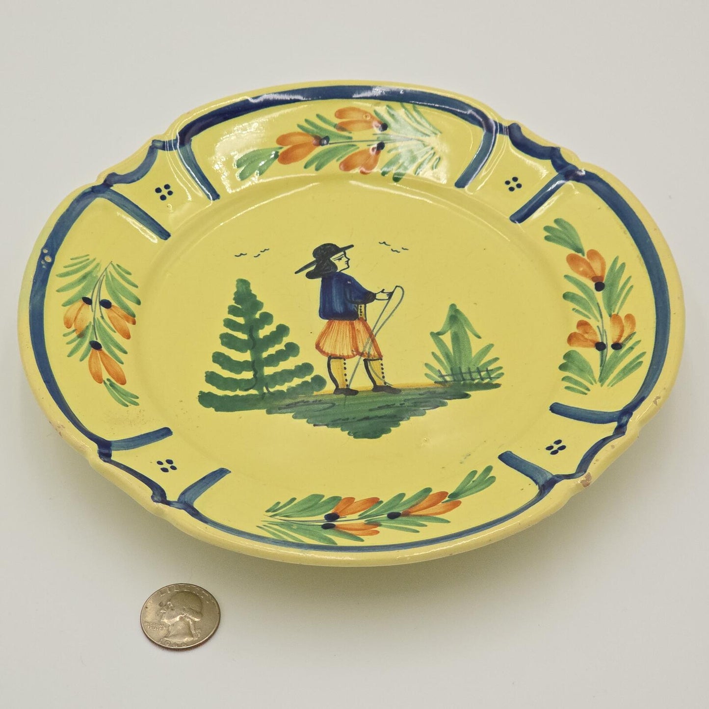 Vintage/Antique HB Quimper Signature "Soleil" Plate