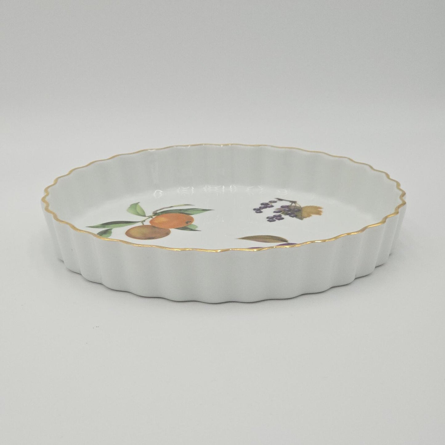 Royal Worcester "Eversham Gold" Pattern Fluted Quiche/Flan Dish - 9"