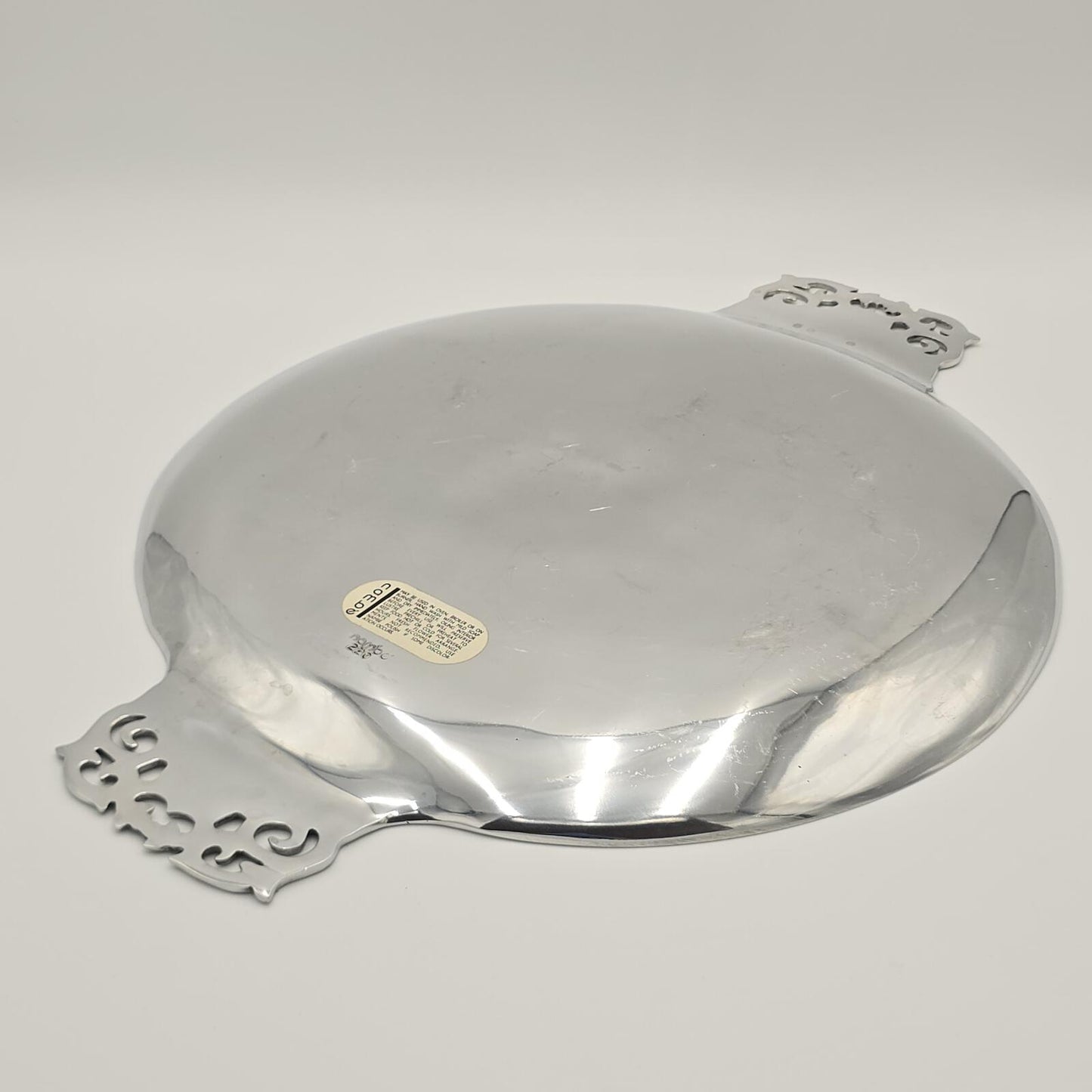 Vintage Nambé Round Platter With Intricate Handles - #220