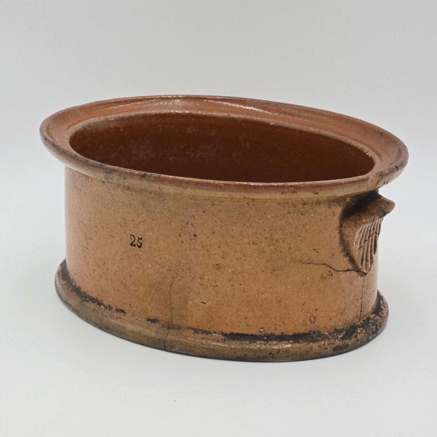 Vintage/Antique French Terracotta/Redware Tureen w/o Lid
