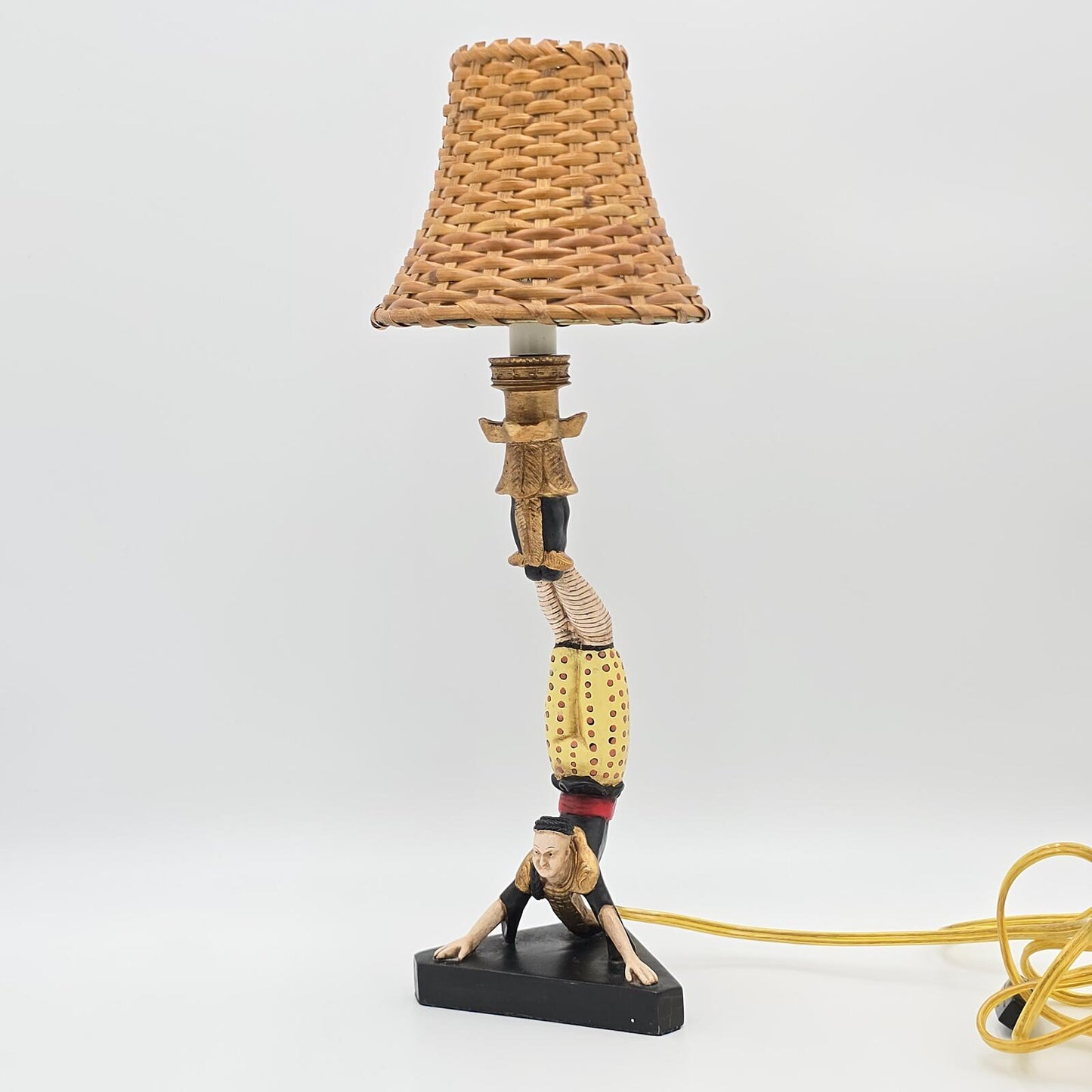 Vintage Asian Acrobat Candlestick Lamp