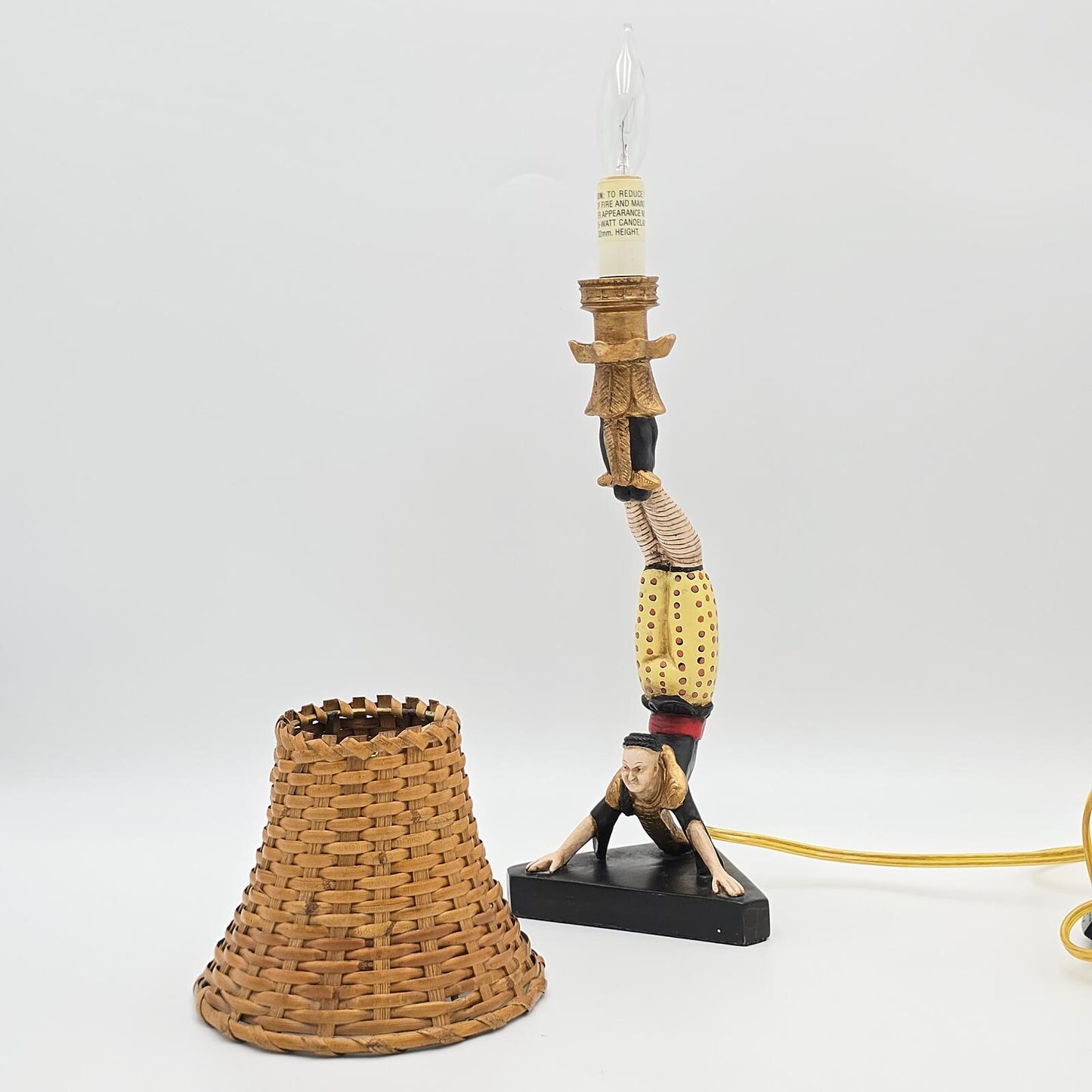 Vintage Asian Acrobat Candlestick Lamp