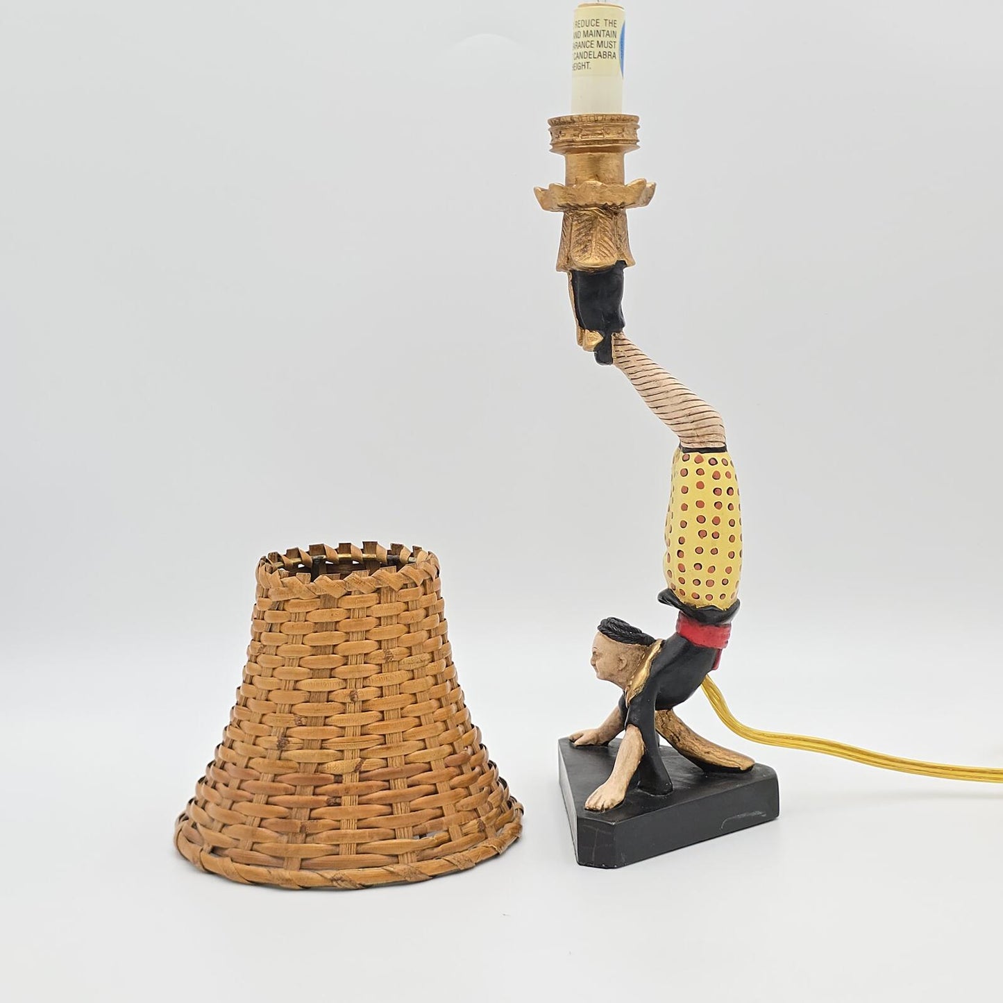 Vintage Asian Acrobat Candlestick Lamp