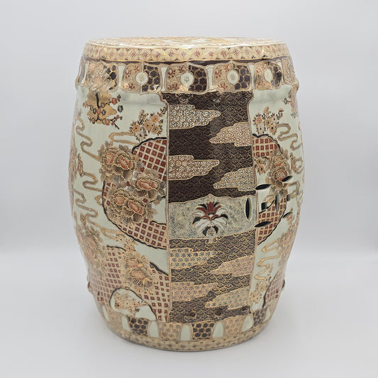 Vintage Hand-Painted Satsuma Style Garden Stool