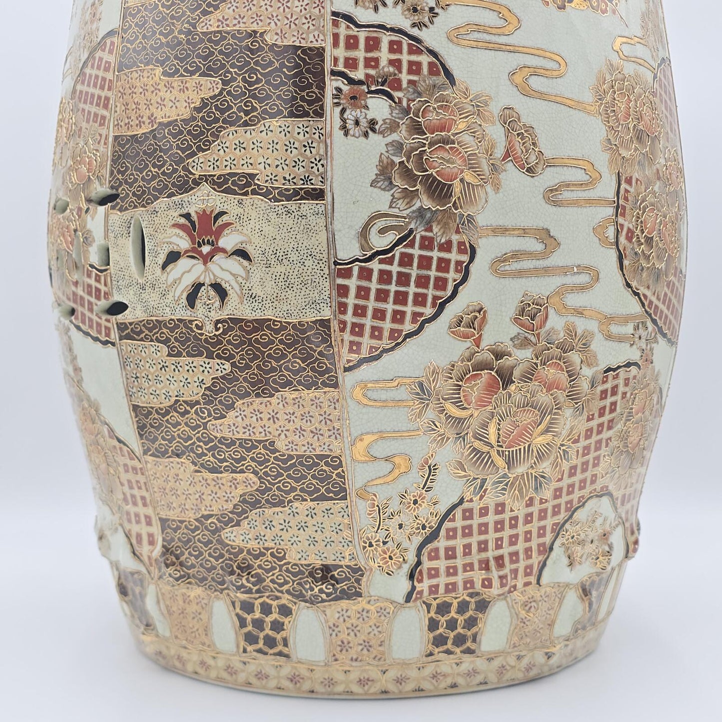 Vintage Hand-Painted Satsuma Style Garden Stool