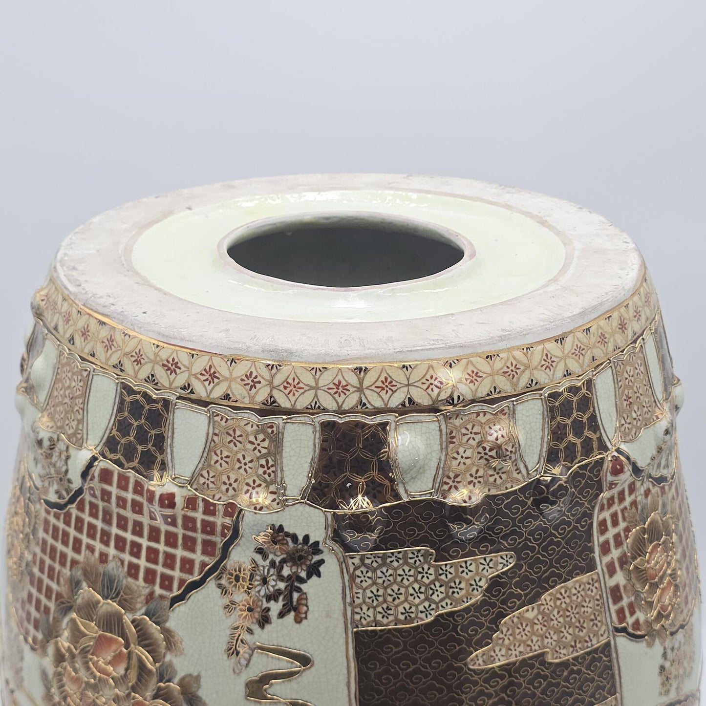 Vintage Hand-Painted Satsuma Style Garden Stool