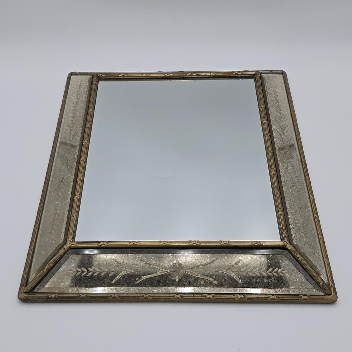 Vintage Venetian Style, Hollywood Regency Etched Glass Mirror
