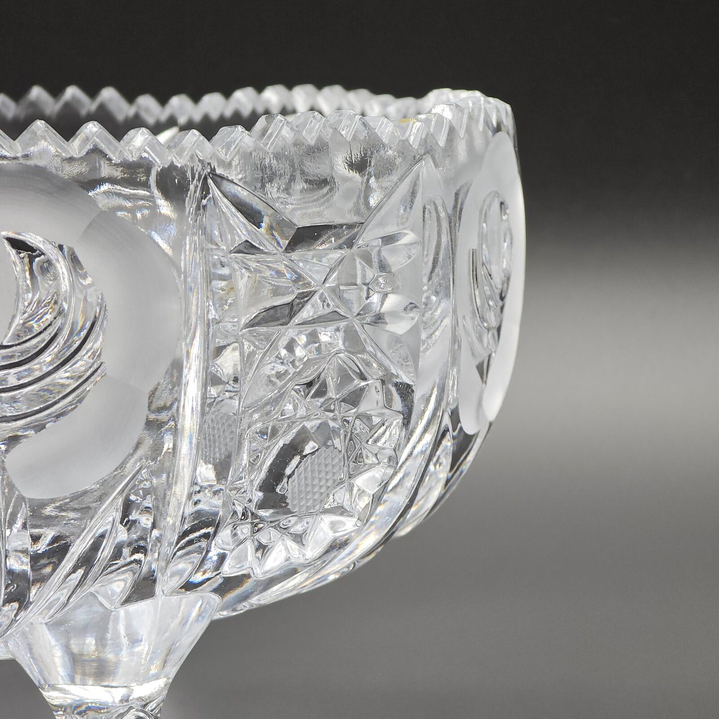 Vintage 9" Crystal Footed "Rose" Centerpiece Bowl