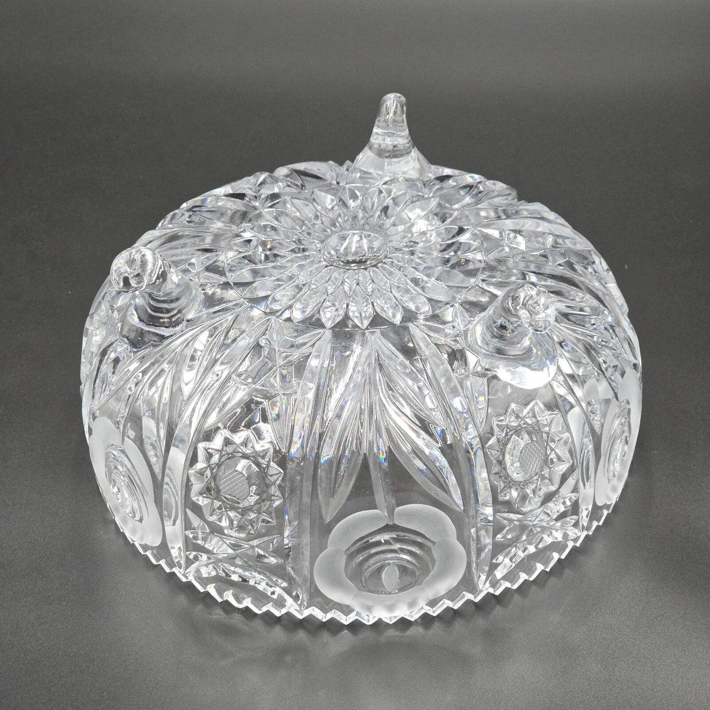 Vintage 9" Crystal Footed "Rose" Centerpiece Bowl