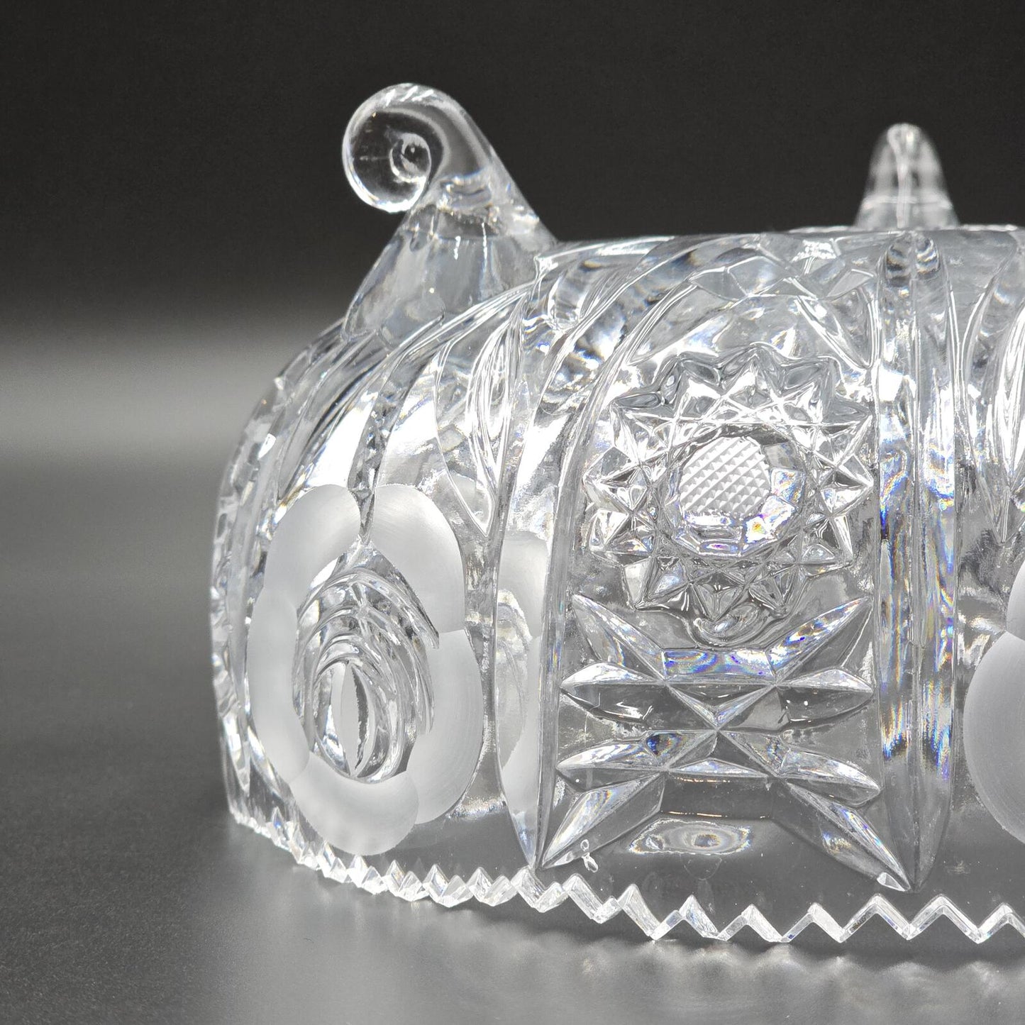 Vintage 9" Crystal Footed "Rose" Centerpiece Bowl