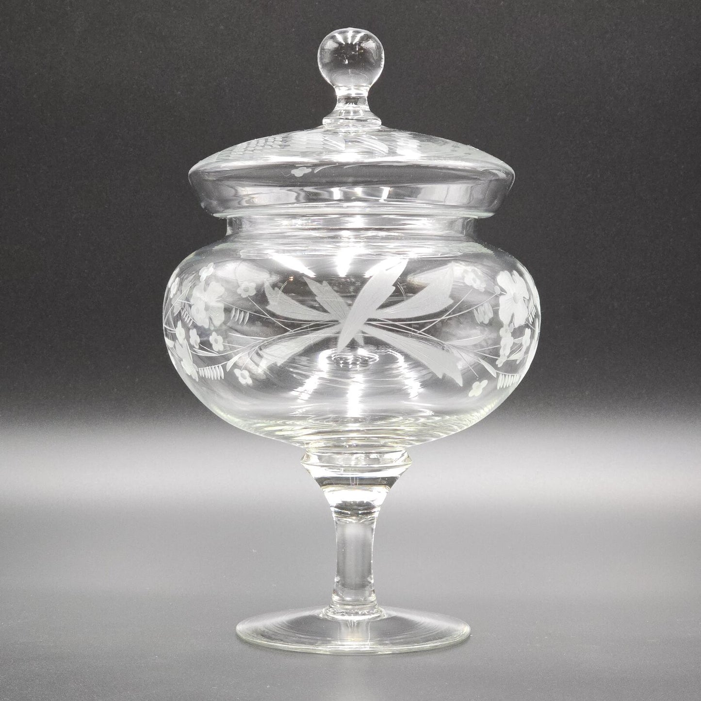 Vintage Duiske Irish Hand-Cut Glass Candy Dish/Compote w/Lid