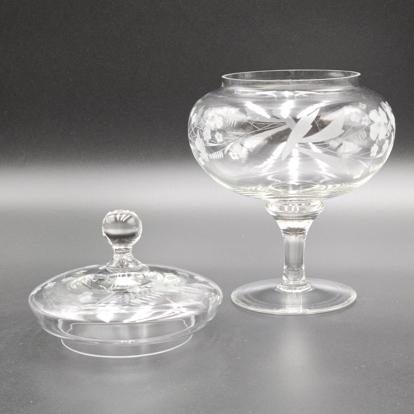 Vintage Duiske Irish Hand-Cut Glass Candy Dish/Compote w/Lid