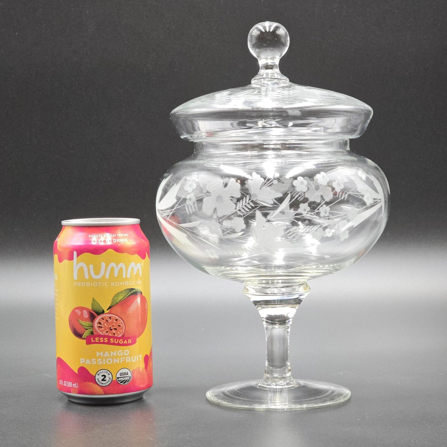 Vintage Duiske Irish Hand-Cut Glass Candy Dish/Compote w/Lid