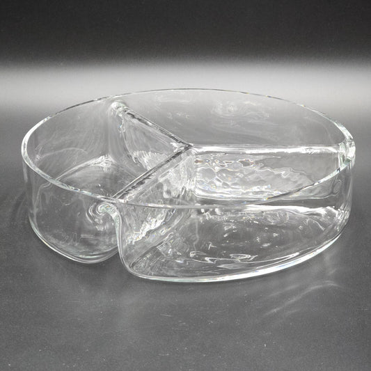 Contemporary Divided Glass Serving Bowl