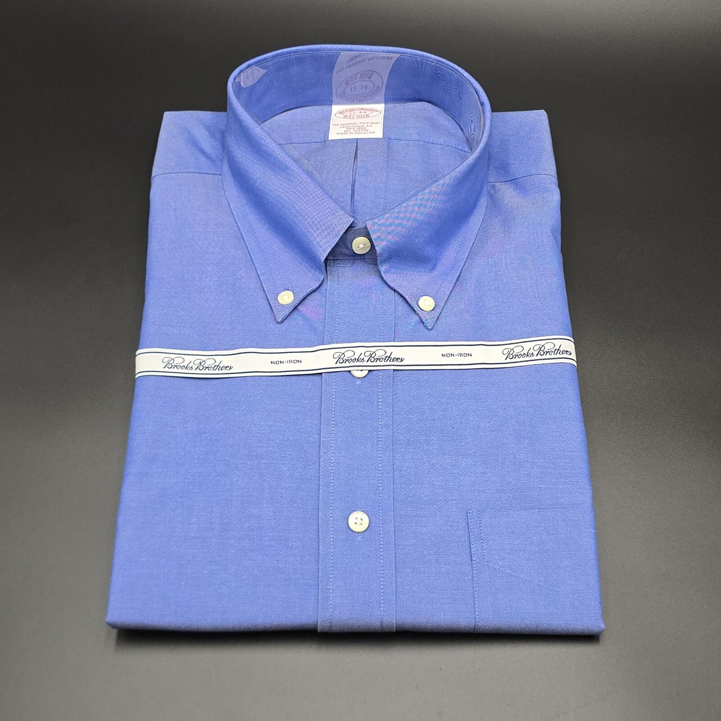 Men's Brooks Brothers New Traditional Fit Blue Button-Down Shirt 17-34