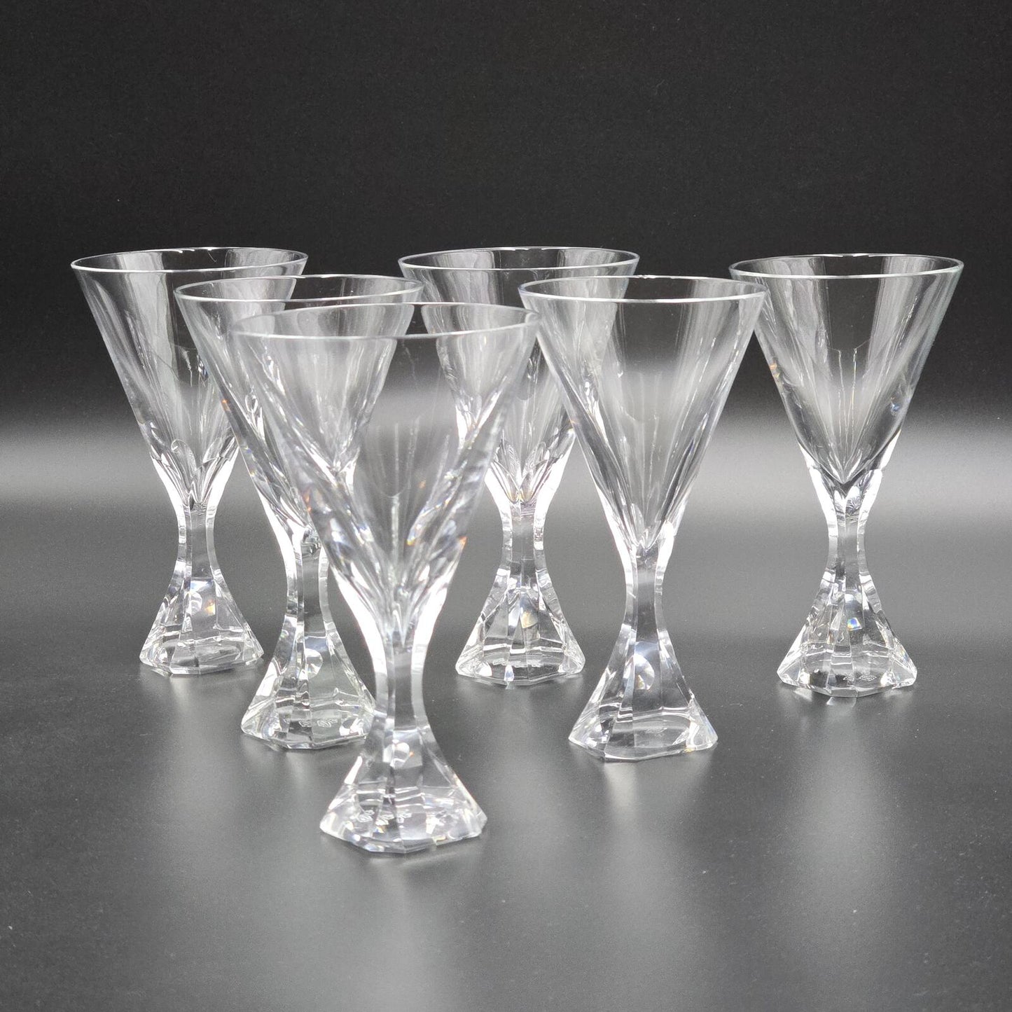 Mid Century Modern Josair "Electric Linda" Crystal Wine Glasses