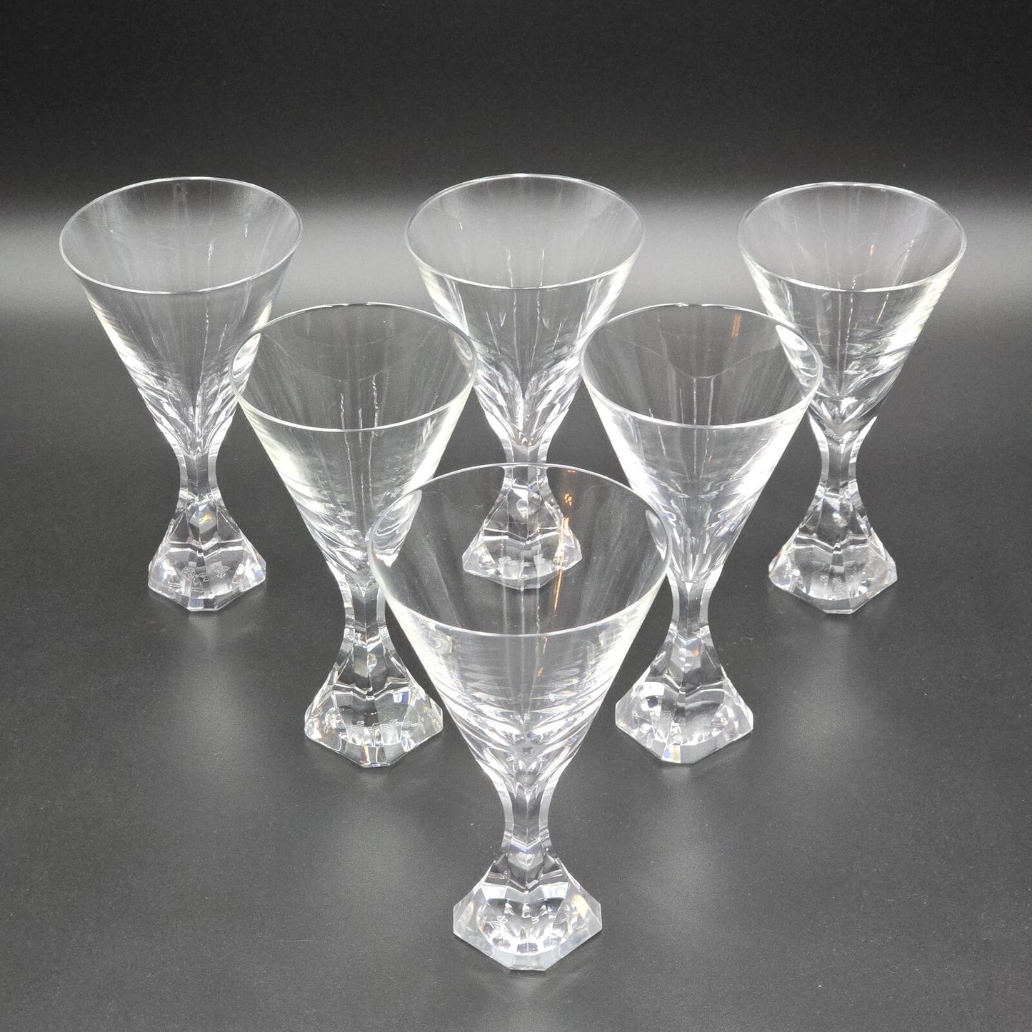 Mid Century Modern Josair "Electric Linda" Crystal Wine Glasses