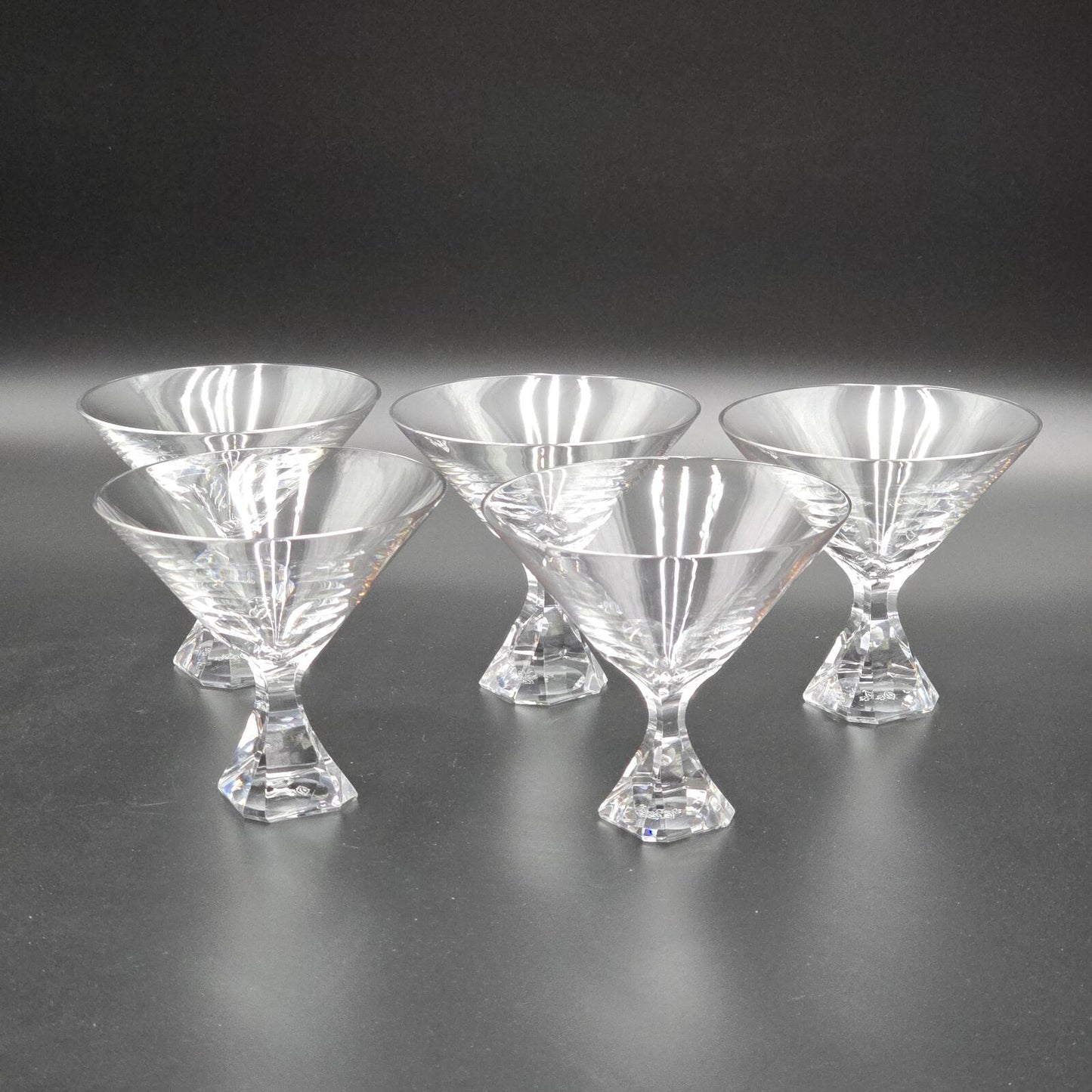 Mid Century Modern Josair "Electric Linda" Crystal Champagne/Sherbet Glasses