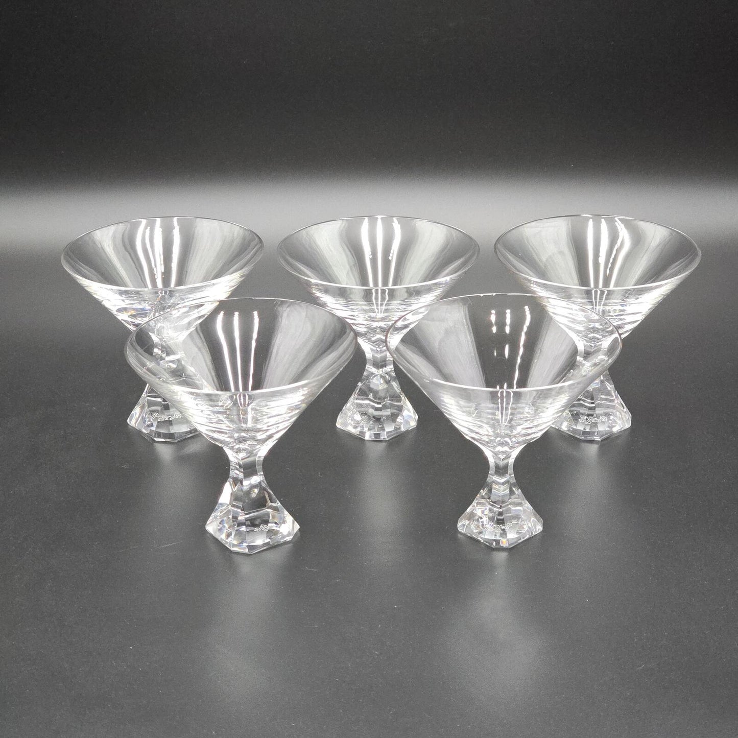 Mid Century Modern Josair "Electric Linda" Crystal Champagne/Sherbet Glasses