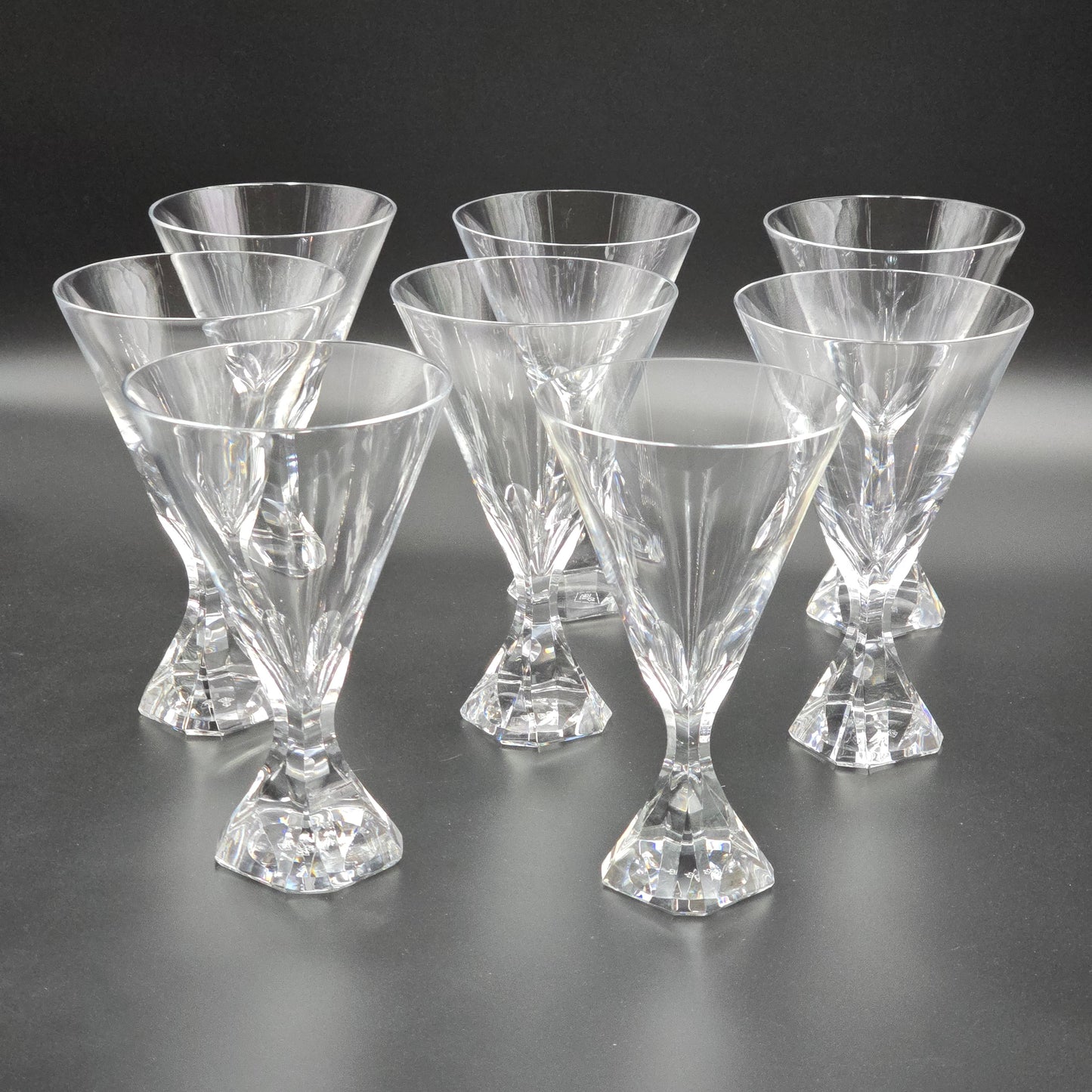 Mid Century Modern Josair "Electric Linda" Crystal Water/Large Wine Glasses