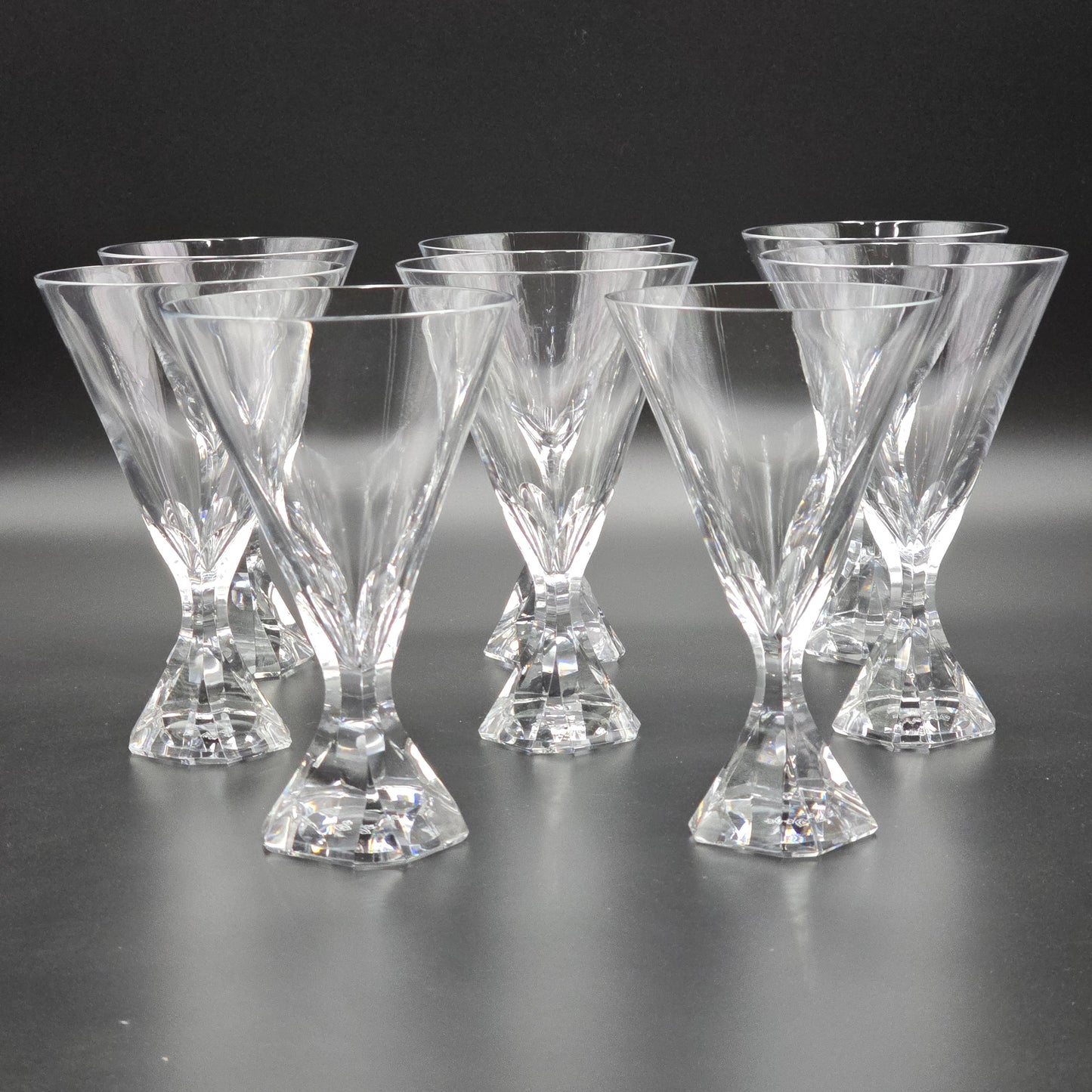 Mid Century Modern Josair "Electric Linda" Crystal Water/Large Wine Glasses