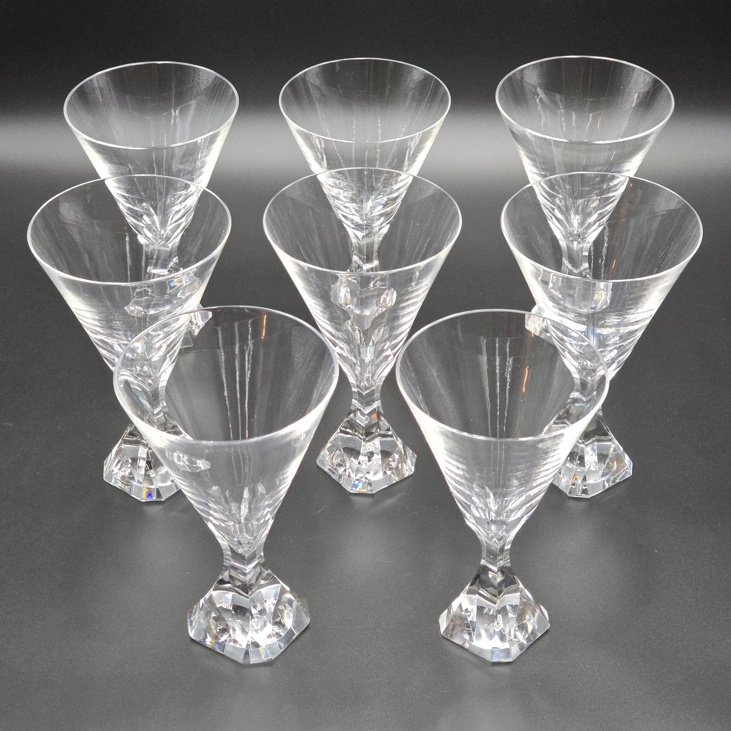 Mid Century Modern Josair "Electric Linda" Crystal Water/Large Wine Glasses