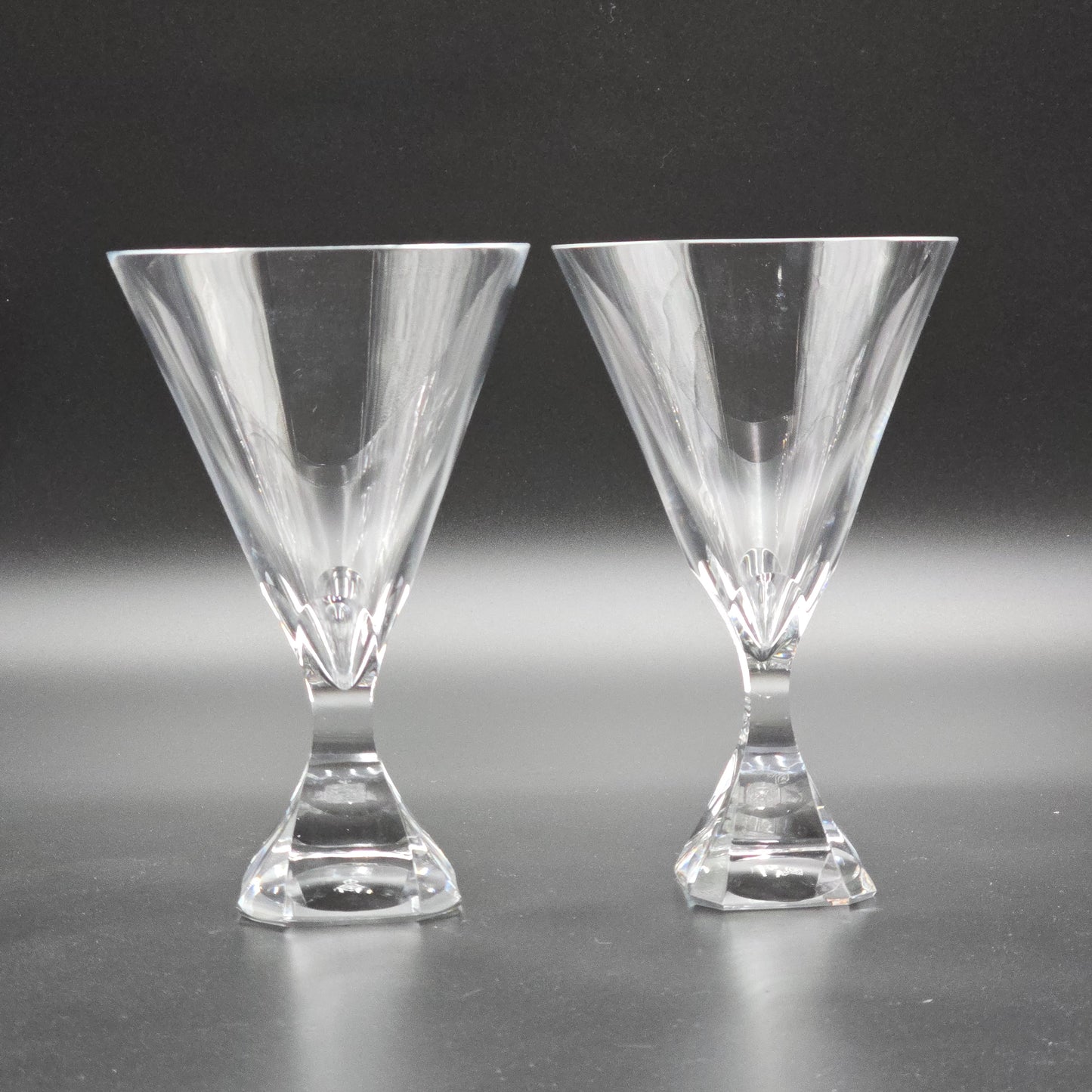 Mid Century Modern Josair "Electric Linda" Crystal Water/Large Wine Glasses