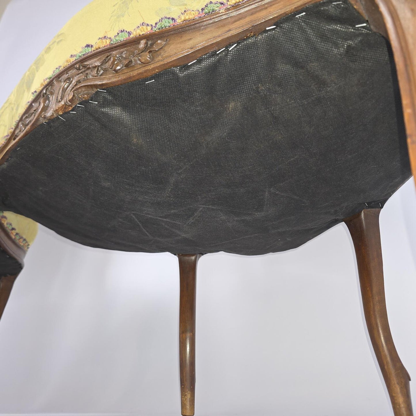 French Louis XV Style Carved Fauteuil Arm Chairs