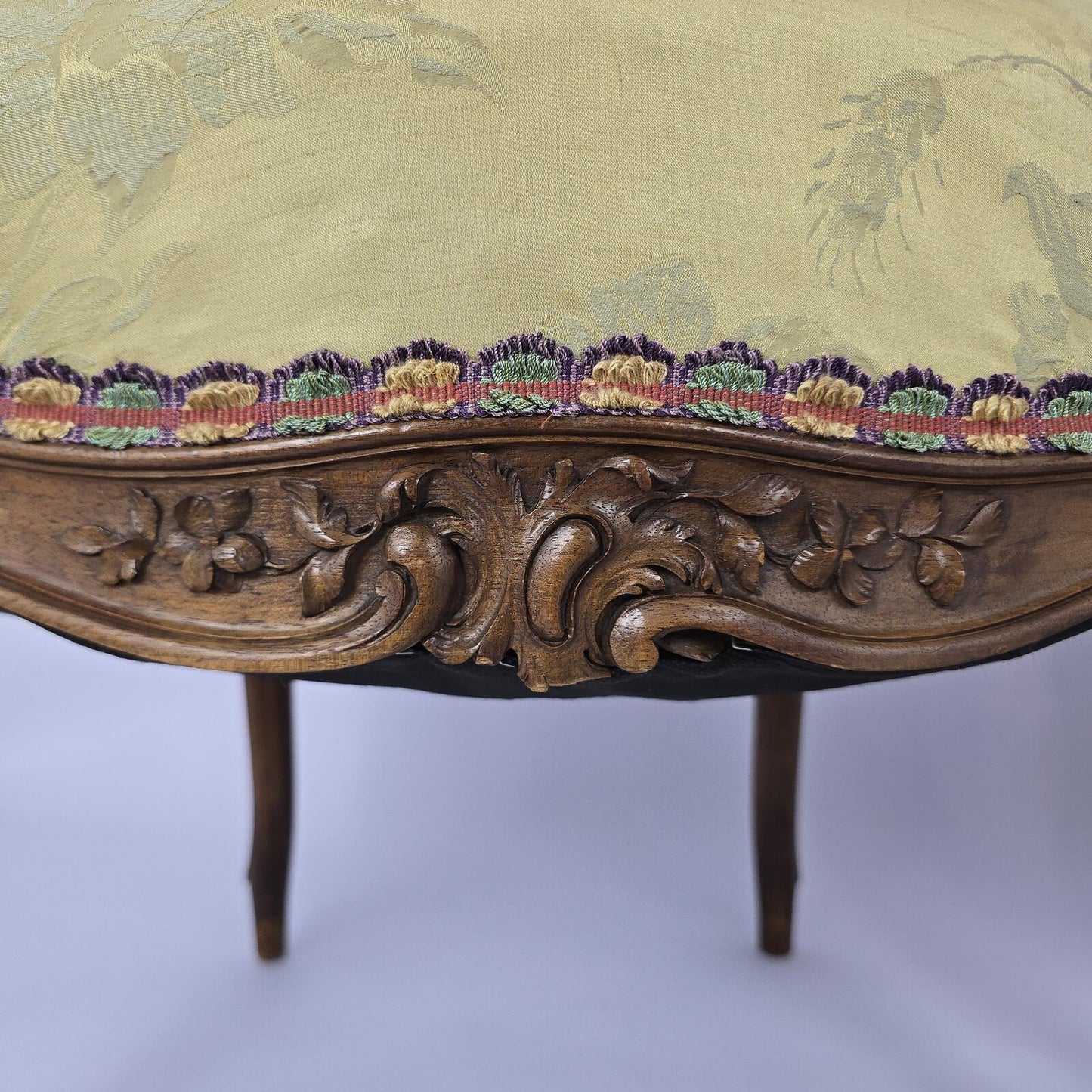 French Louis XV Style Carved Fauteuil Arm Chairs