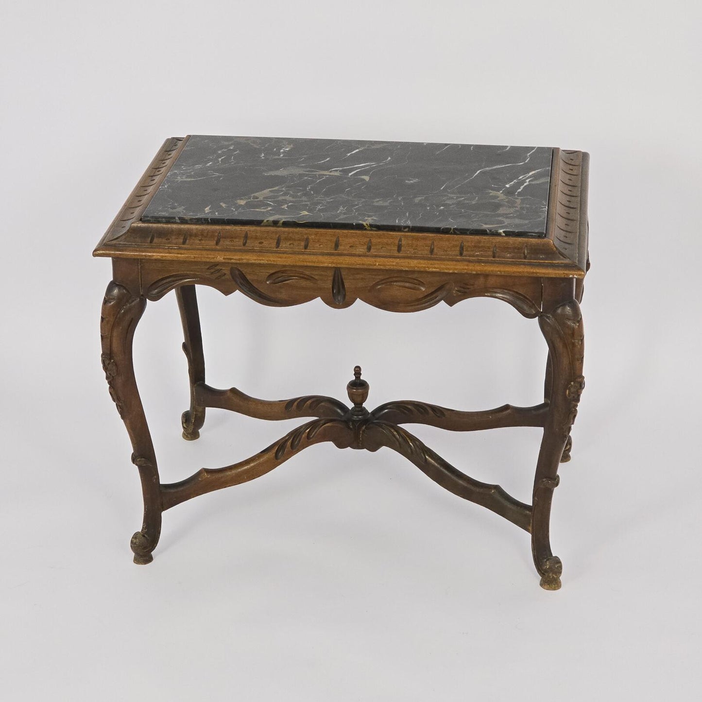 Antique French Louis XV Style Side Table with Black Marble Top