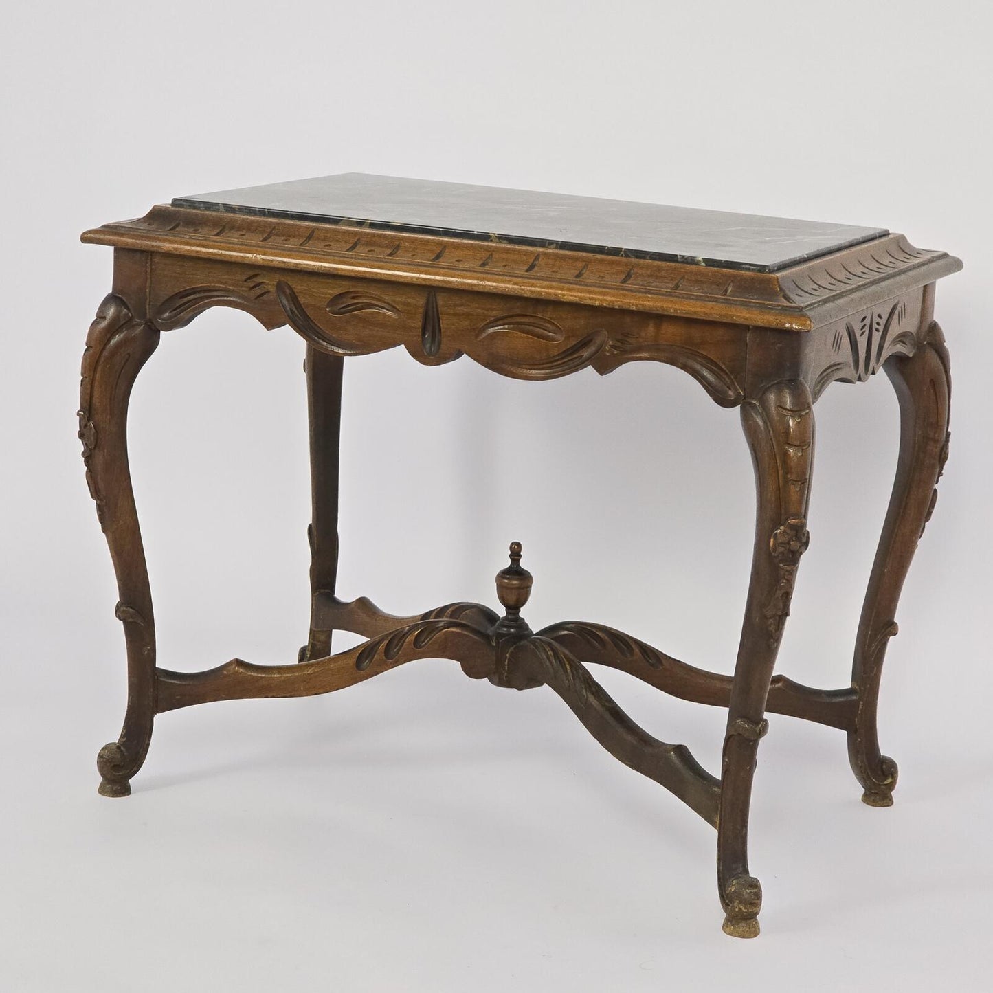 Antique French Louis XV Style Side Table with Black Marble Top