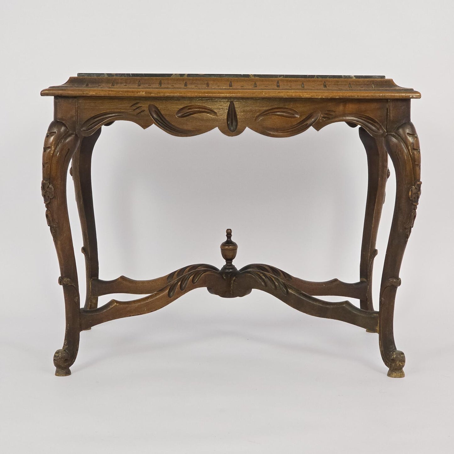 Antique French Louis XV Style Side Table with Black Marble Top