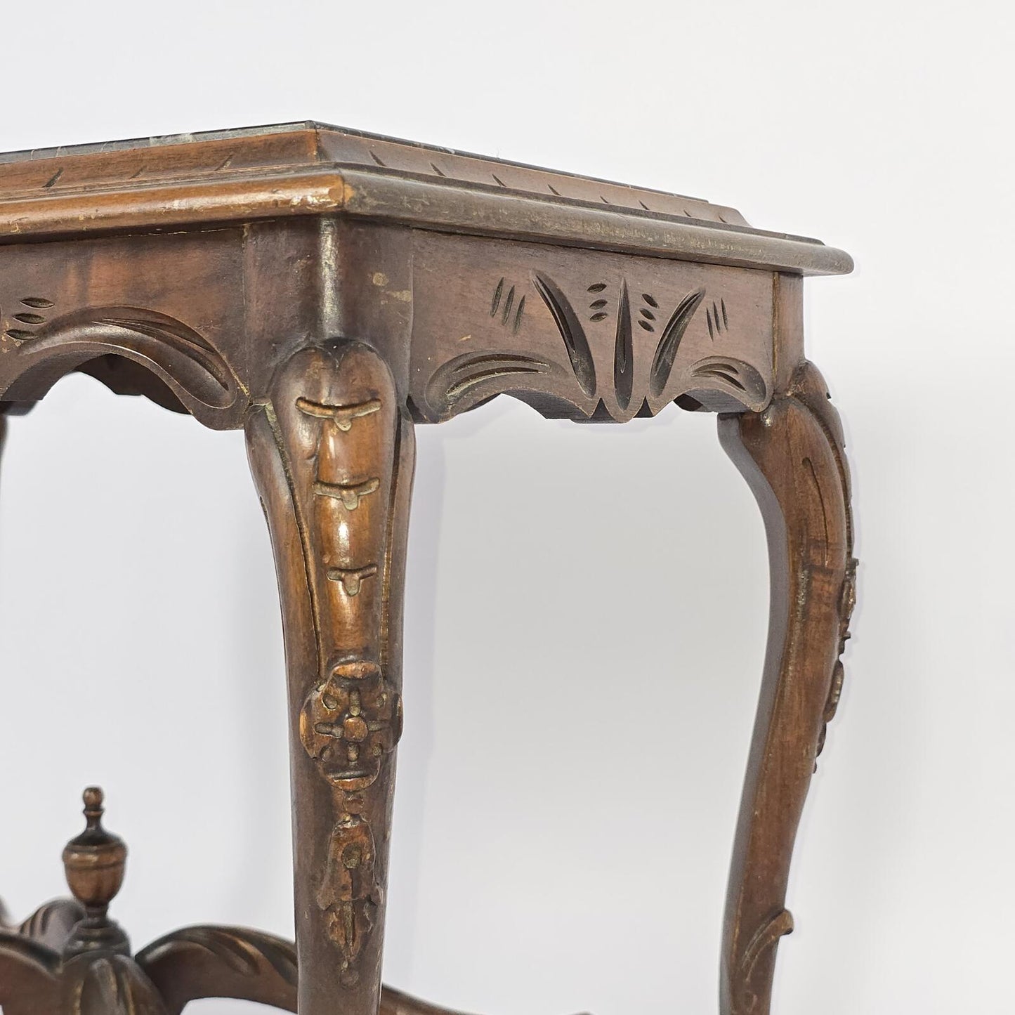 Antique French Louis XV Style Side Table with Black Marble Top