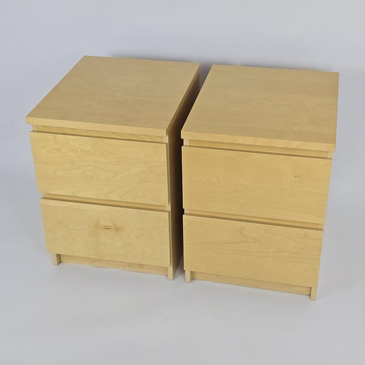 Vintage Ikea Malm White Oak Veneer Nightstands