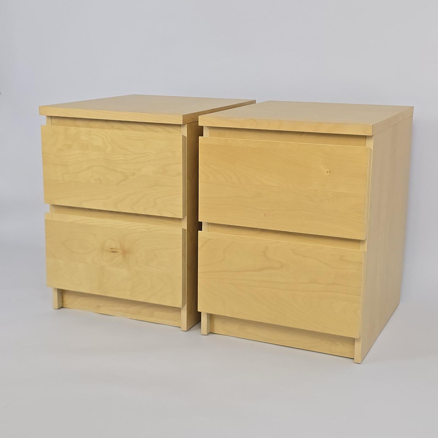 Vintage Ikea Malm White Oak Veneer Nightstands
