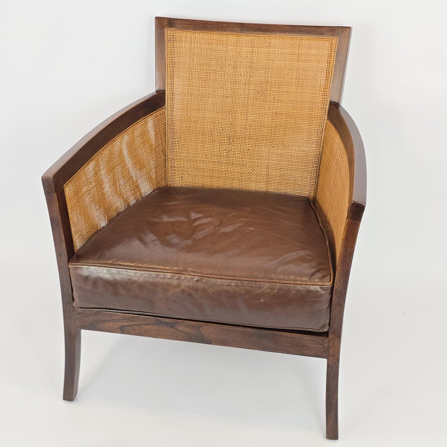 Crate & Barrel "Blake" Leather Chairs and Ottoman