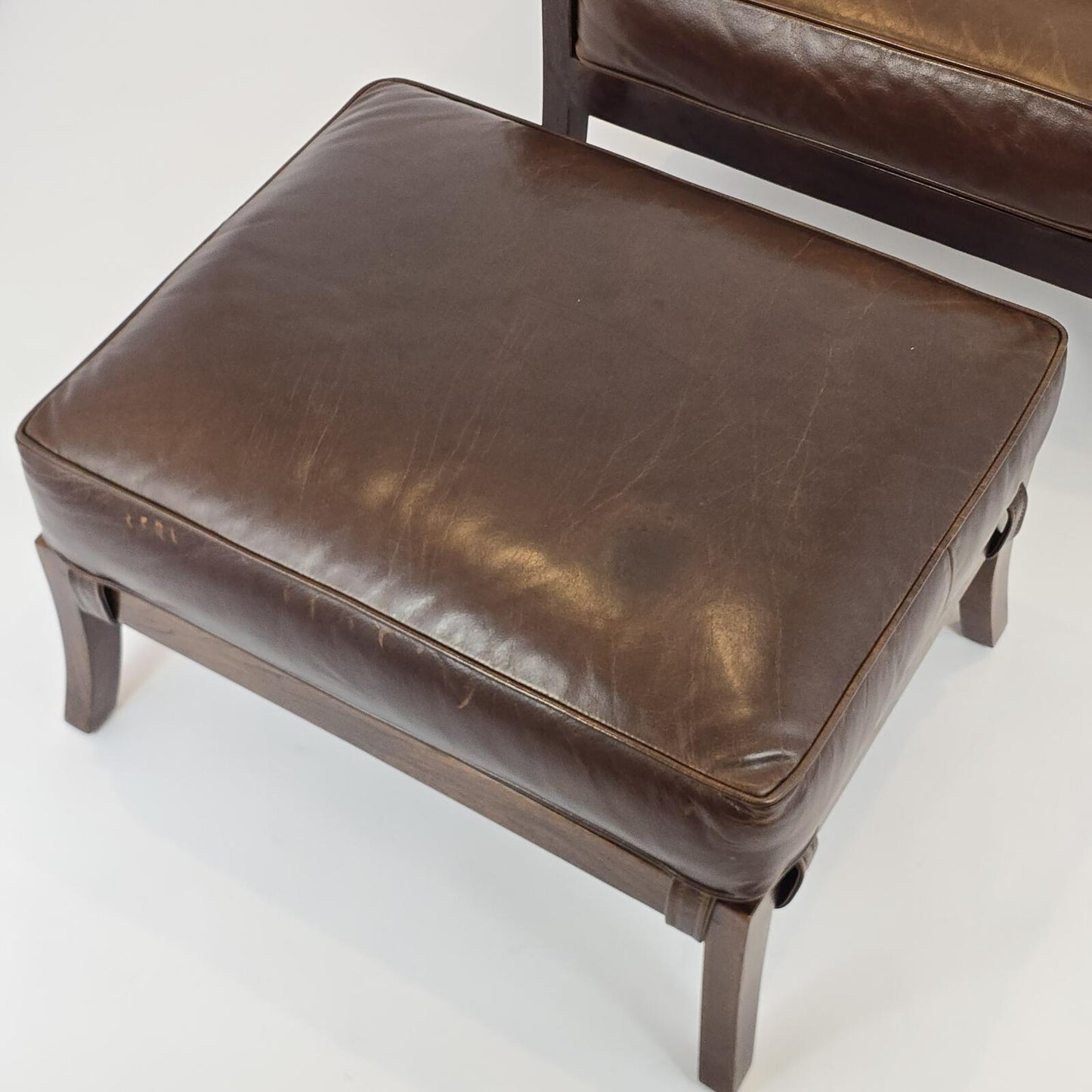 Crate & Barrel "Blake" Leather Chairs and Ottoman