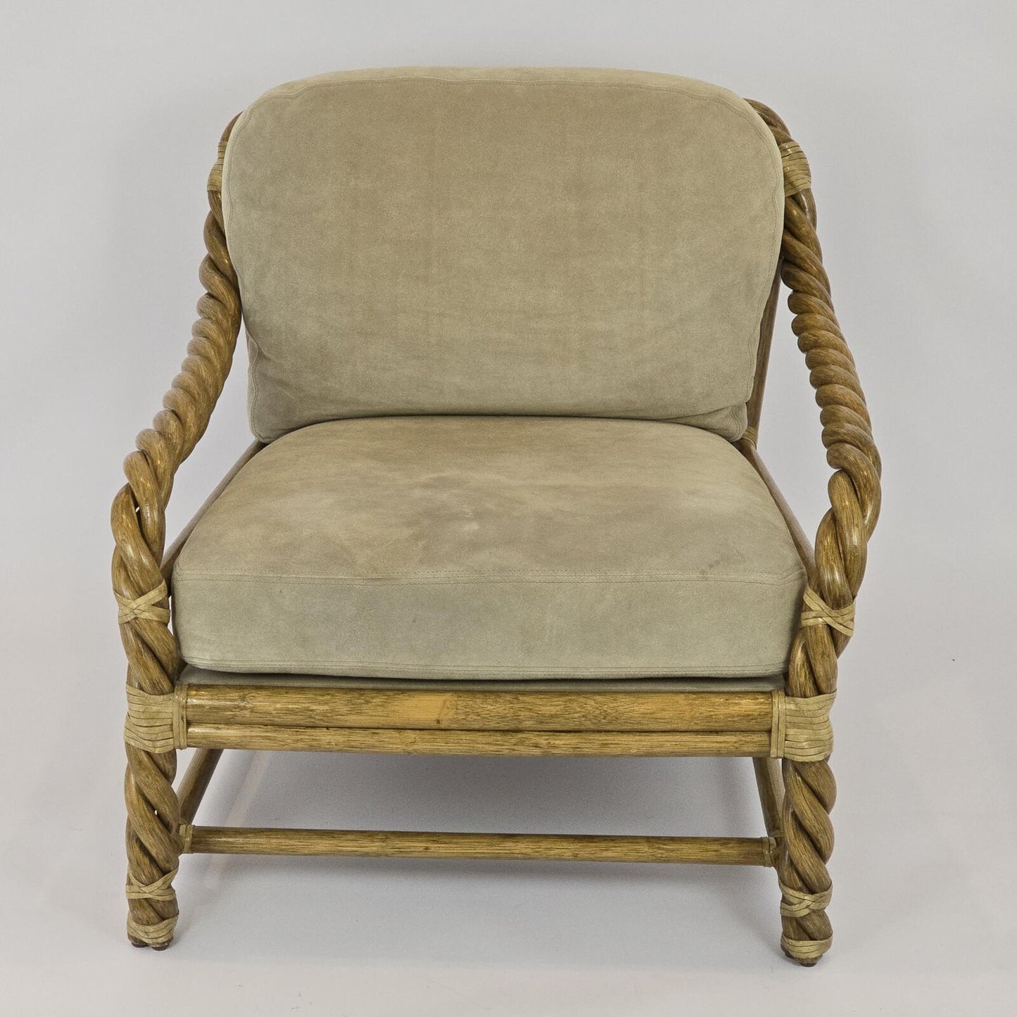 Coastal/Boho/Organic Modern "McGuire Furniture Co." Twisted Rattan Lounge Chair