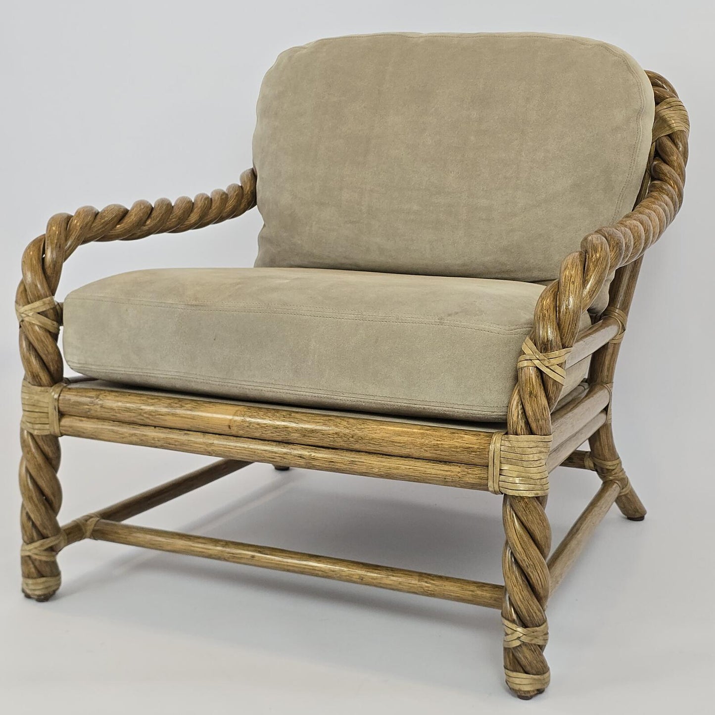 Coastal/Boho/Organic Modern "McGuire Furniture Co." Twisted Rattan Lounge Chair