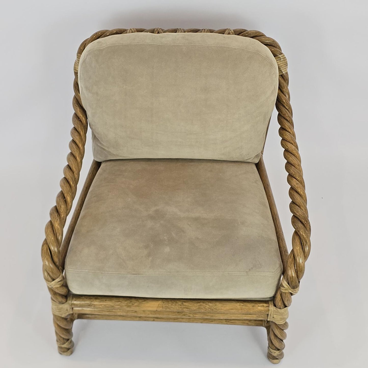 Coastal/Boho/Organic Modern "McGuire Furniture Co." Twisted Rattan Lounge Chair