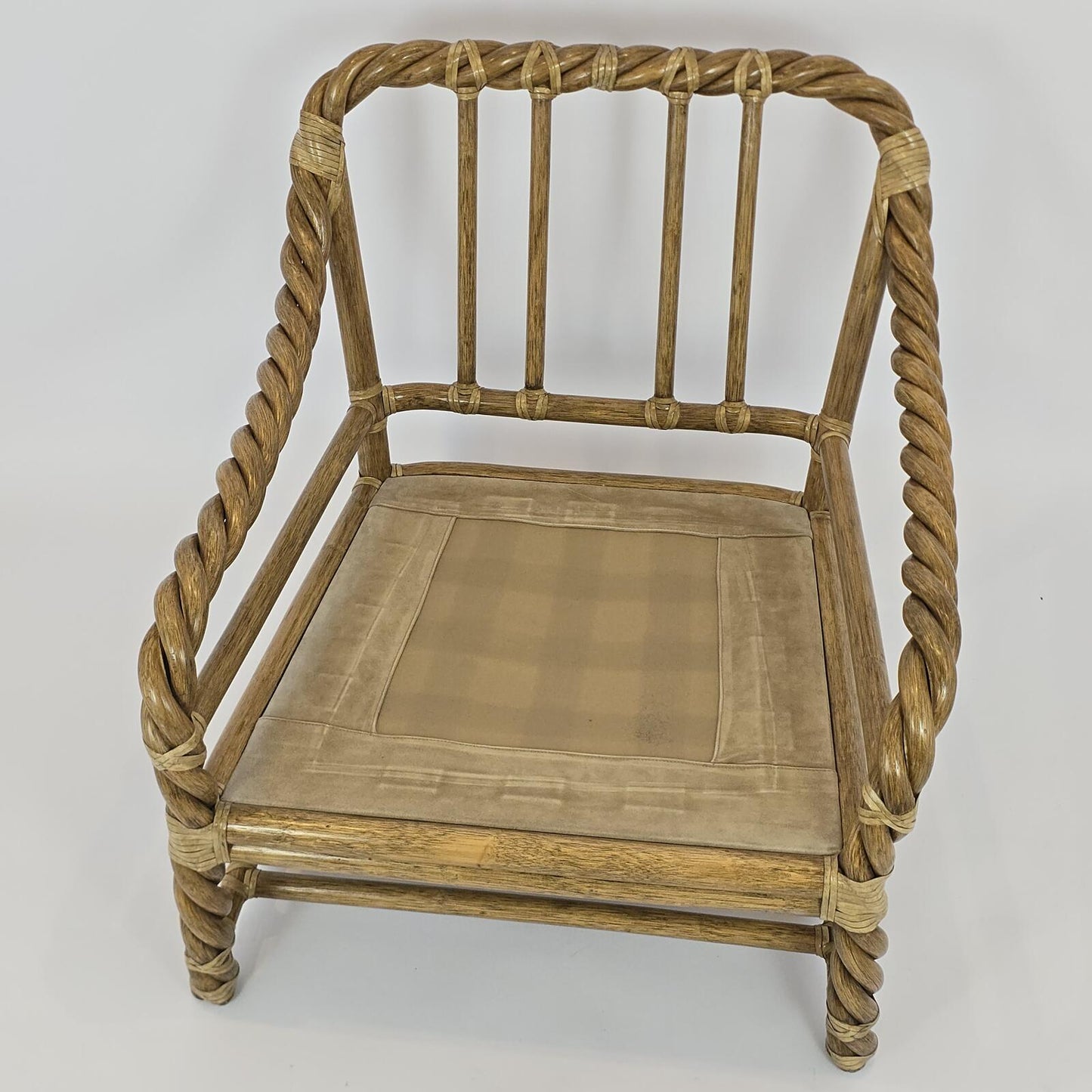 Coastal/Boho/Organic Modern "McGuire Furniture Co." Twisted Rattan Lounge Chair