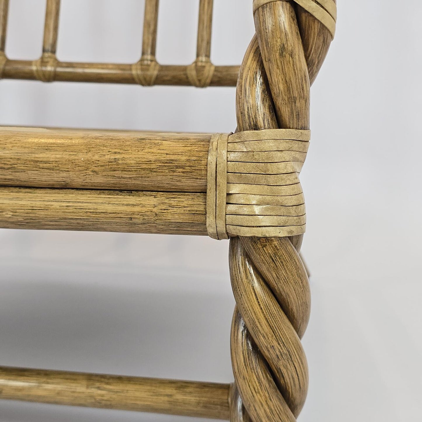 Coastal/Boho/Organic Modern "McGuire Furniture Co." Twisted Rattan Lounge Chair