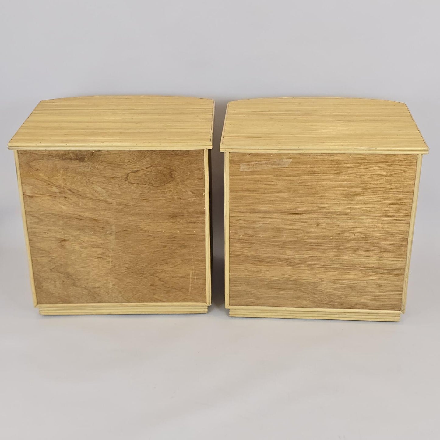 Vintage Bamboo and Woven Rattan Nightstands