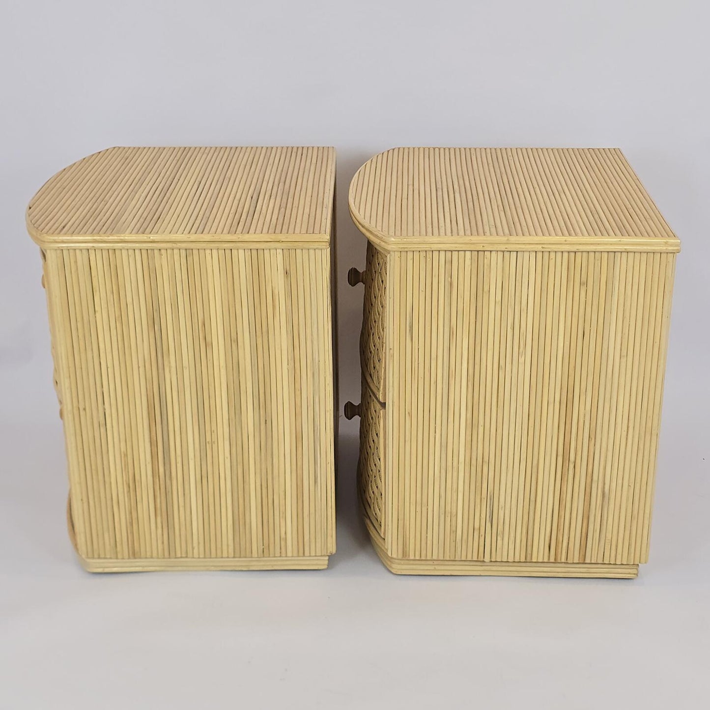 Vintage Bamboo and Woven Rattan Nightstands