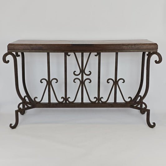 Mexports by Susana Molina Mesquite Wood and Iron Console Table