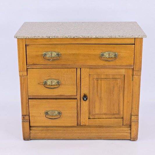 Vintage/Antique Eastlake Victorian Wood Washstand Commode w/Granite Top