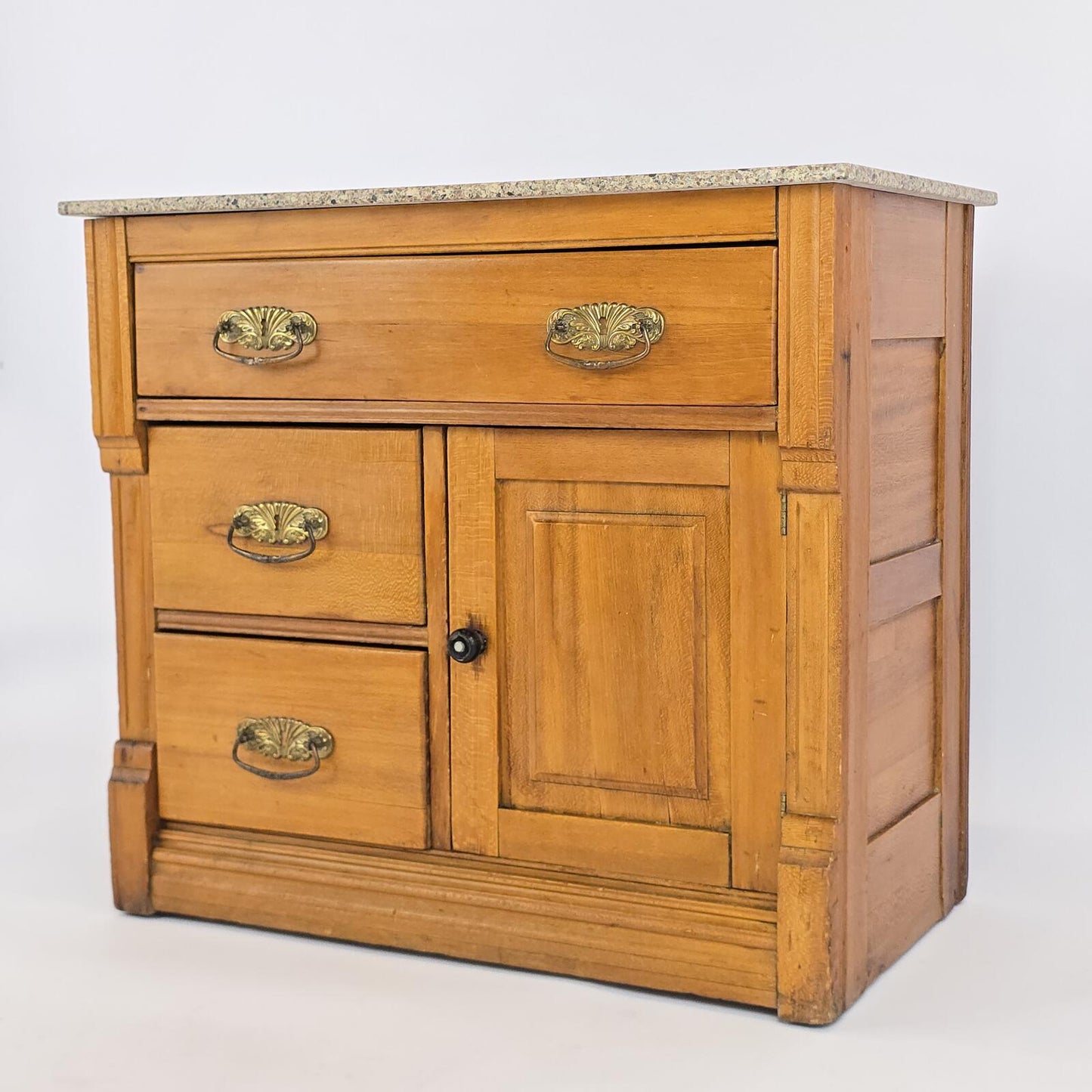 Vintage/Antique Eastlake Victorian Wood Washstand Commode w/Granite Top