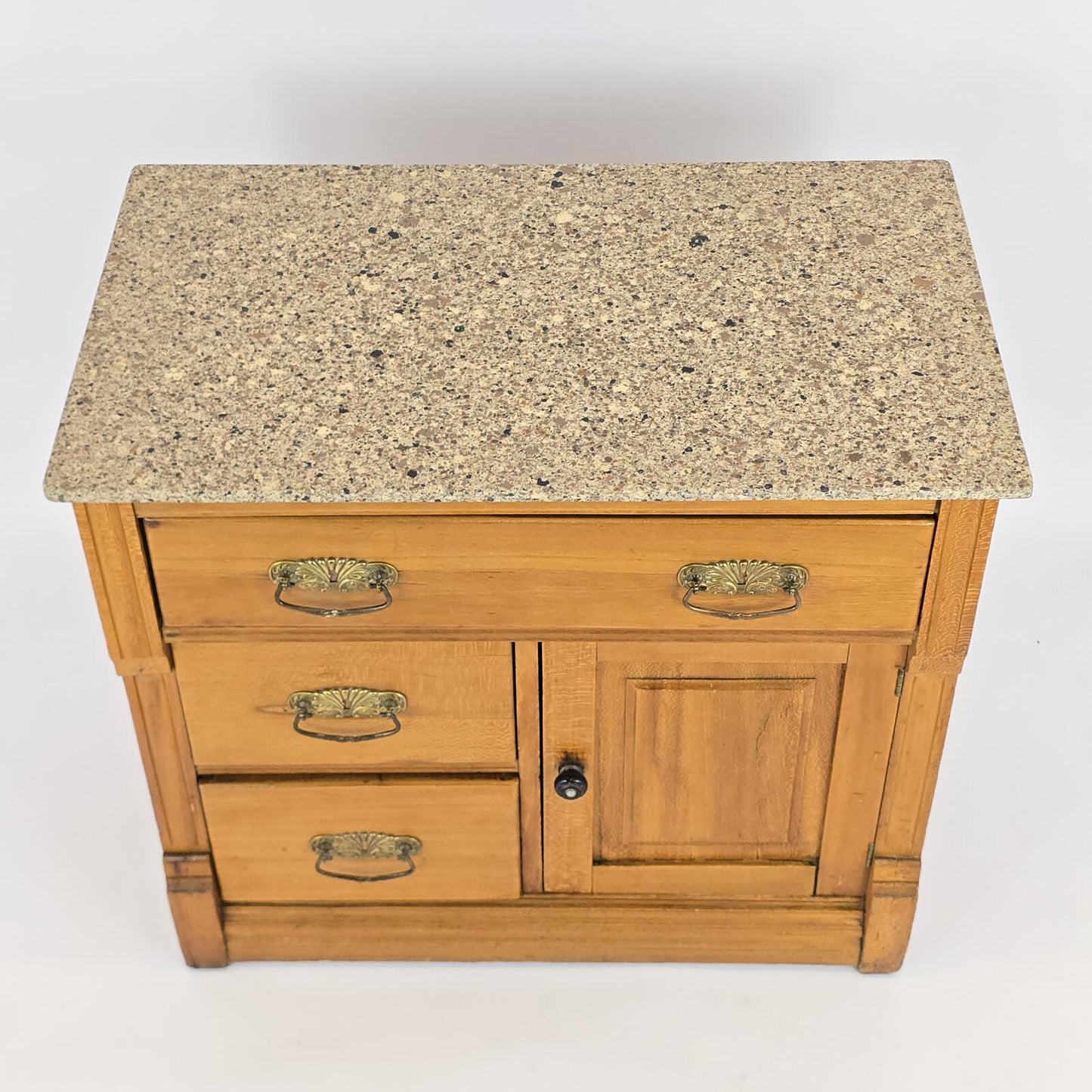Vintage/Antique Eastlake Victorian Wood Washstand Commode w/Granite Top